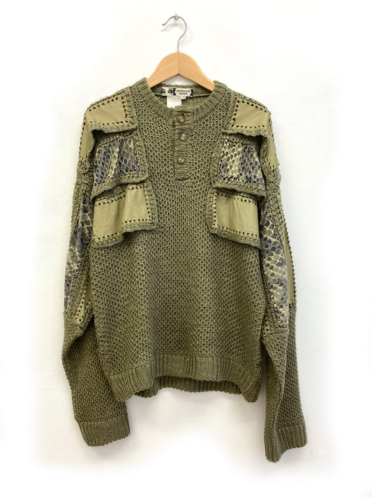 Yamamoto Kansai - Leather appliqué sweater