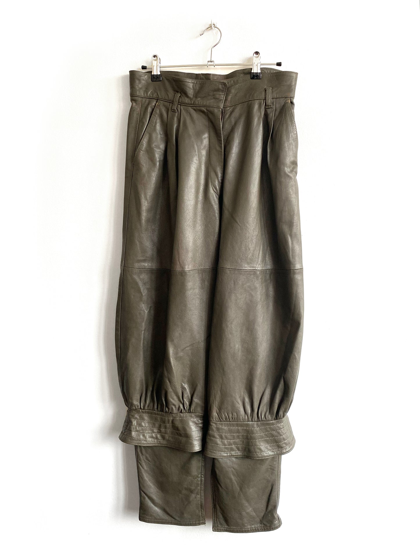 Sicons - Gathered leather trousers