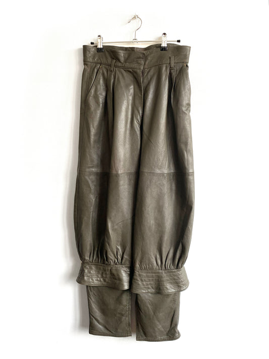 Sicons - Gathered leather trousers