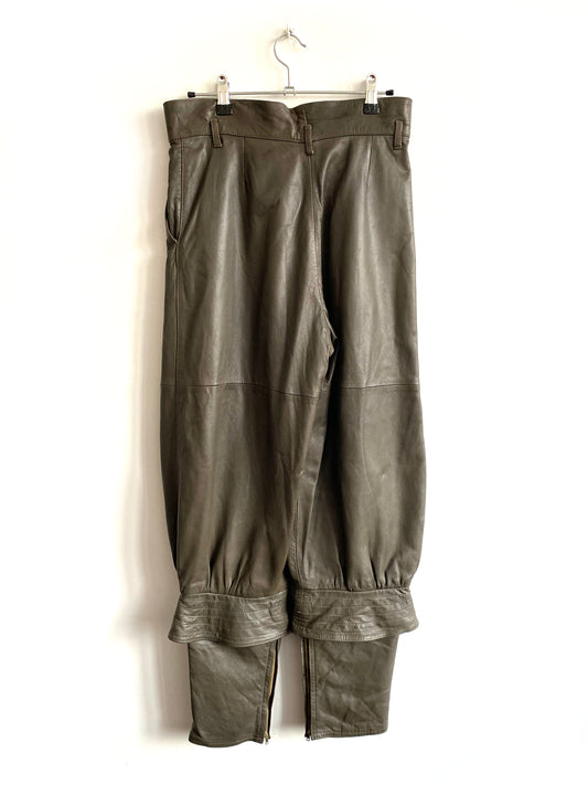 Sicons - Gathered leather trousers